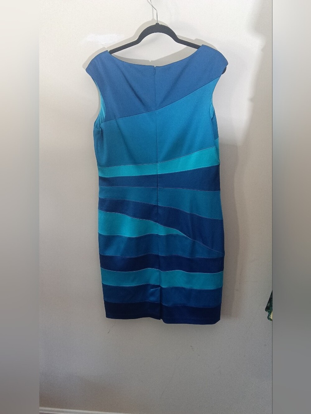 JAX Sleeveless Blue Stripe Sheath DRESS SIZE 16 New No Tag - Picture 6 of 7